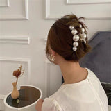Small fragrant wind pearl hairpin women's back of the head dish hair catch clip sweet large shark clip hairpin high-end headwear