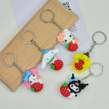Cute cartoon Kuromi key chain strawberry three-dimensional soft rubber key chain school bag pendant children's small gifts wholesale