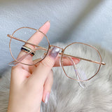 New Blu-ray flat mirror Korean version trendy metal glasses frame literary retro polygonal flat glasses