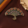 Ancient gold hollow floral fan brooch