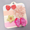 Orange pink polka dot large flower style / hairband four piece set