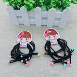 Card 3 strands 6 color beads head rope black knotted hair rope Korean version cute color beads rubber band one yuan wholesale
