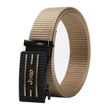 Men's belt iron leather automatic toothless buckle belt breathable strong imitation nylon belt body night market stall hot sale
