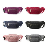 Waist bag women's new rhombus embroidery thread small fragrance chest bag cross-border Amazon women's simple large-capacity waist bag