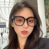 2022 Douyin same style square frame sunglasses wholesale gradient plain blush glasses sunset brown travel sunglasses