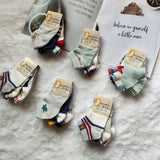 Japanese single Nishimatsu house spring and summer children's socks children's mesh thin section mid-tube socks boat socks one card three pairs of children's socks