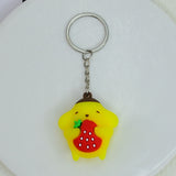 Cute cartoon Kuromi key chain strawberry three-dimensional soft rubber key chain school bag pendant children's small gifts wholesale
