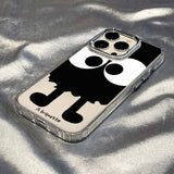 Big-eyed briquettes metal buttons Apple 14promax mobile phone case transparent iphone13/11/12xsmax new