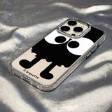 Big-eyed briquettes metal buttons Apple 14promax mobile phone case transparent iphone13/11/12xsmax new
