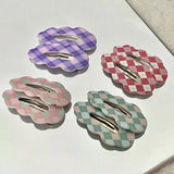 Strawberry Rhombus ~ Retro Sweet Girl Showa Genki Plaid Cloud Press Clip BB Clip Girl Cute Seamless Edge Clip