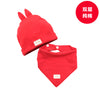 Big red rabbit hat + big red triangle scarf
