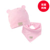 Pink short ear hat + pink triangular scarf
