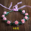 Iron leaf 9 flowers (flesh powder) wreath