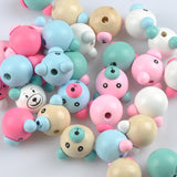 diy jewelry accessories color bear shape wooden beads baby toy hand string loose beads spot wholesale
