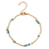 Gold turquoise bead anklet