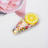 F33 South Korea's new color quicksand transparent clip children's fruit hair clip PVC side clip baby BB headgear