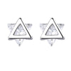 Three-dimensional triangle earrings (white gold with ear plugs)