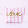 Gold powder vertical stripe coin purse