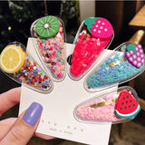 Korean version of children's sweet fruit flow sofa clip color sequin bb clip does not hurt hair girl baby bangs hairpin headdress