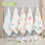 Six-layer gauze 30*30 plain color square scarf five baby saliva towels children's handkerchief seersucker small square scarf