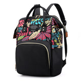 New multifunctional women's bag nylon backpack color leaf mummy bag large capacity mother bag fixed printing mother and baby bag