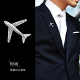 New fashionable men's airplane brooch, collar pin, versatile high-end corsage, personalized suit jacket accessories wholesale