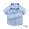 Pure blue short sleeve + red bow tie / 100cm