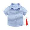 Pure blue short sleeve + red tie / 100cm