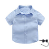 Pure blue short sleeve + black bow tie / 100cm