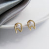A pair of s925 silver needle geometric stud earrings