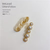 Beige chain pearl hair clip set