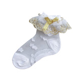 Girls stockings summer ice silk crystal silk gold and silver lace socks thin section baby breathable children's cotton socks baby socks