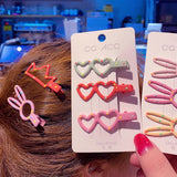 Matte Girls Crown Rabbit Love Spot Hair Clip Children Baby Side Clip Korean Dongdaemun Hair Accessories Female