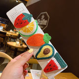 5-piece cardboard Korean version of Xuanya style children's knitted fruit hairpin girl baby side bangs broken hairpin