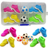 Square box 4 pairs of sneakers 2 soccer balls