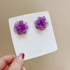 M385【purple flower earrings】
