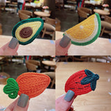 Korean version of Hyuna wool knitting hair clip girl baby braiding fruit side bangs clip children BB clip female