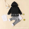 Black striped hoodie pants / 70cm