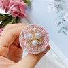 Rough flash bracket - no. 21 - three pearl flowers - pink