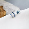 A pair of s925 silver needle blue stud earrings