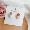 Silver pin pink stud earrings
