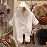 Ins baby plush one-piece bear clothing autumn and winter clothing male and female baby rabbit ears warm cute romper long climbing clothing