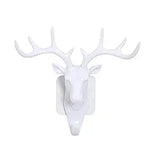 Syga Deer Head Hanging Hook, Self Adhesive Wall Door Hook Hanger Bag Keys Sticky Holder (White)