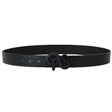 SYGA Women PU Leather Belt Stretchy Waist Belt with Multiple Designs in Metal Buckle, Black - 25-35 Inch