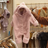 Light leather pink rabbit ears plush long sleeves long crawling / 80cm