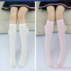 White + pink [diamond style] stockings / 3-8 years old straight socks without heels are about 38cm long