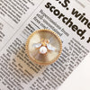 Gold circle bracket - no. 2 small pearl bee - silver