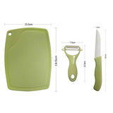 SYGA Ceramic Fruit Knife Sets Paring Knives Chopping Boards Fruits Peeler 3PCS Suits Kitchen Cooking Vegetable Ceramic Knife Tools_Green