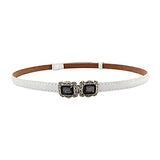 SYGA Women's Carved Stone Skinny Stretchy Leather Thin Belt (Pack of 1)