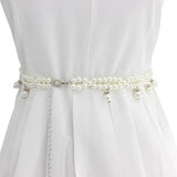 SYGA Pearl Waist Chain Belt Adjustable Decorative Belt Hollowed Tassel Waist Belts - Free Size